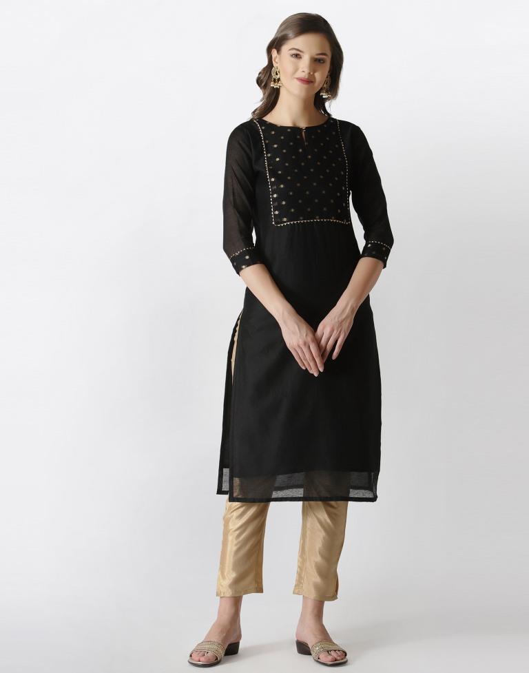 Black jaquard Kurti | Leemboodi