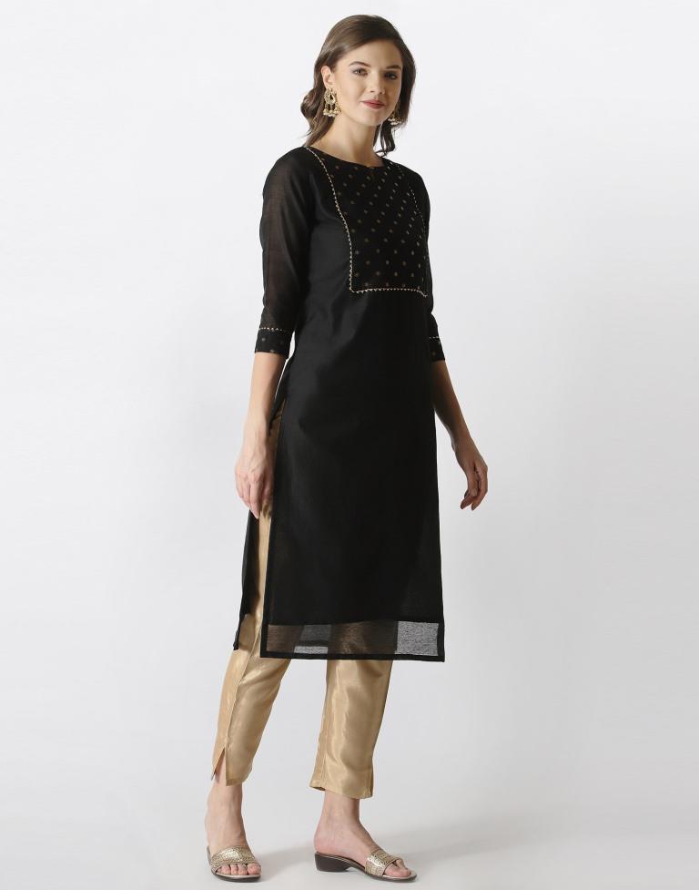 Black jaquard Kurti | Leemboodi