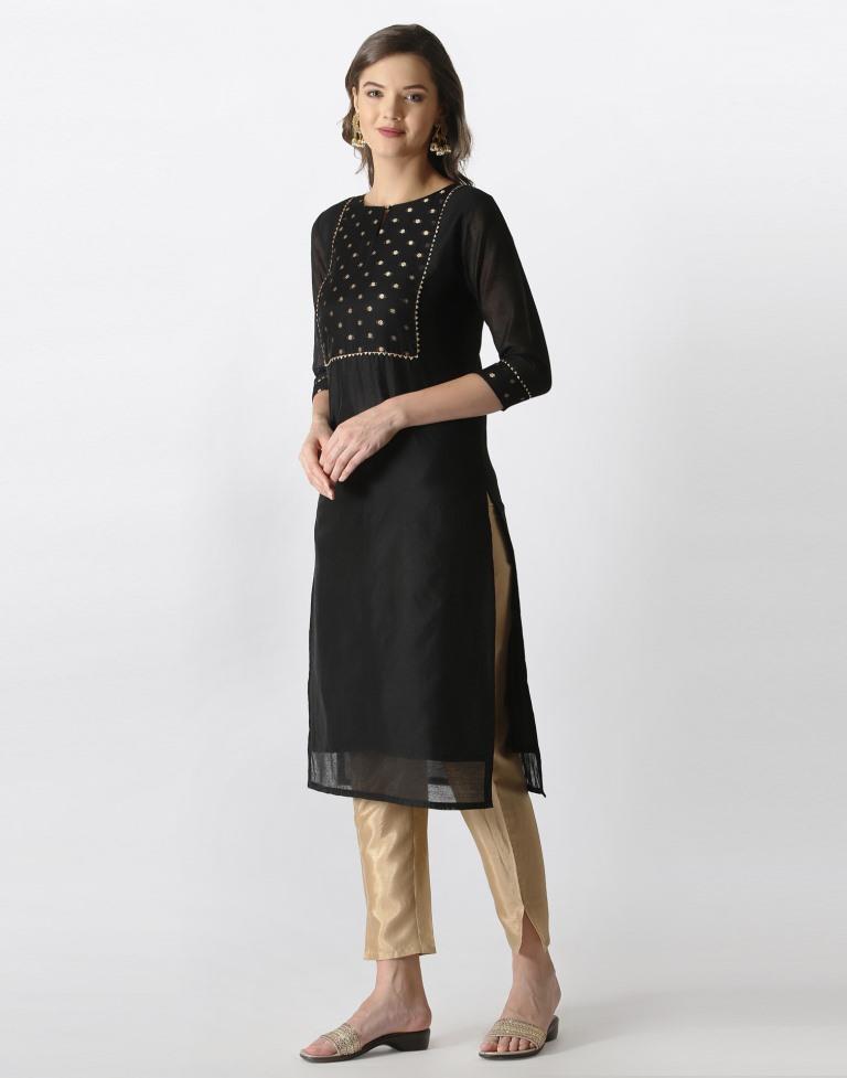 Black jaquard Kurti | Leemboodi