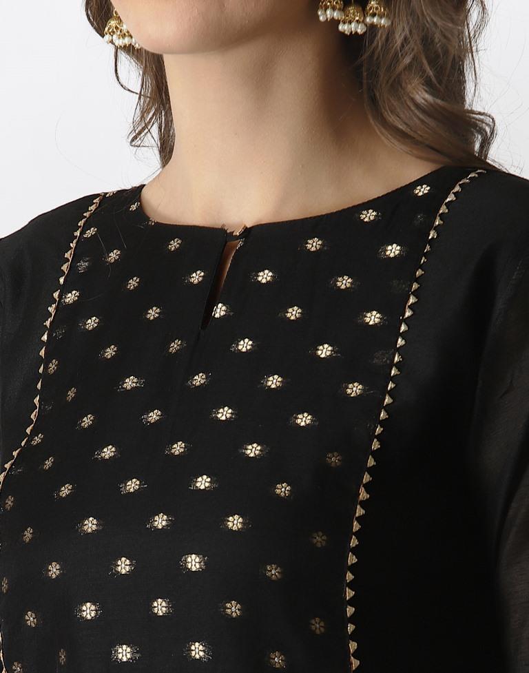 Black jaquard Kurti | Leemboodi