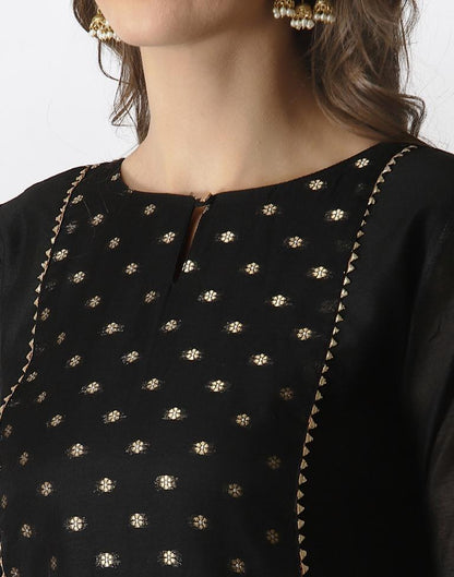 Black jaquard Kurti | Leemboodi