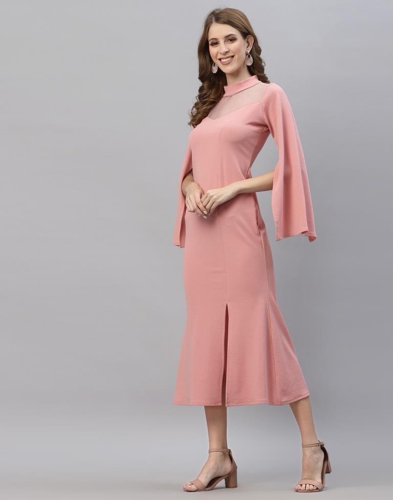 Peach chocker neck bodycon Dress | Sudathi