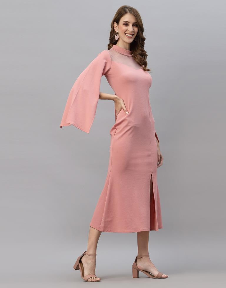 Peach chocker neck bodycon Dress | Sudathi