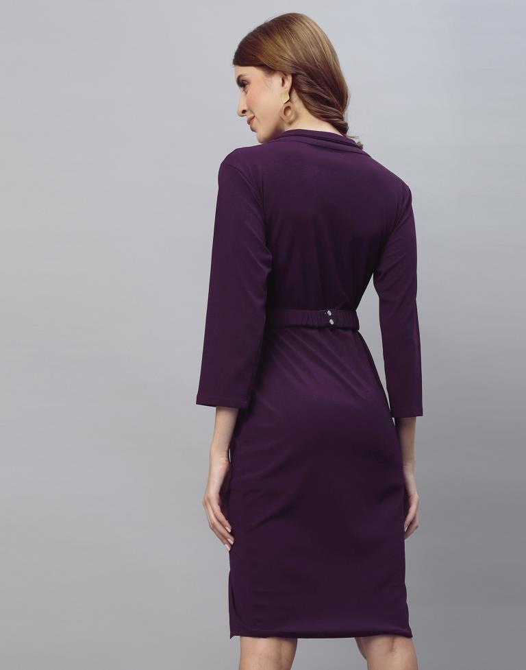 Wine Knotch Collar Bodycon | Sudathi