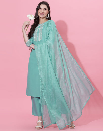 Aqua Blue Kurti With Pant And Dupatta | Sudathi