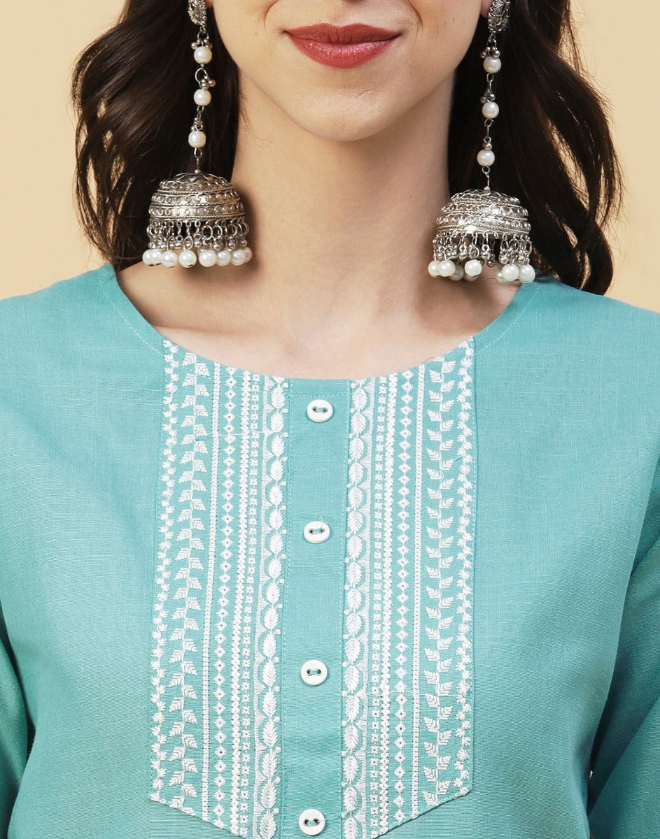 Aqua Blue Kurti With Pant And Dupatta | Sudathi