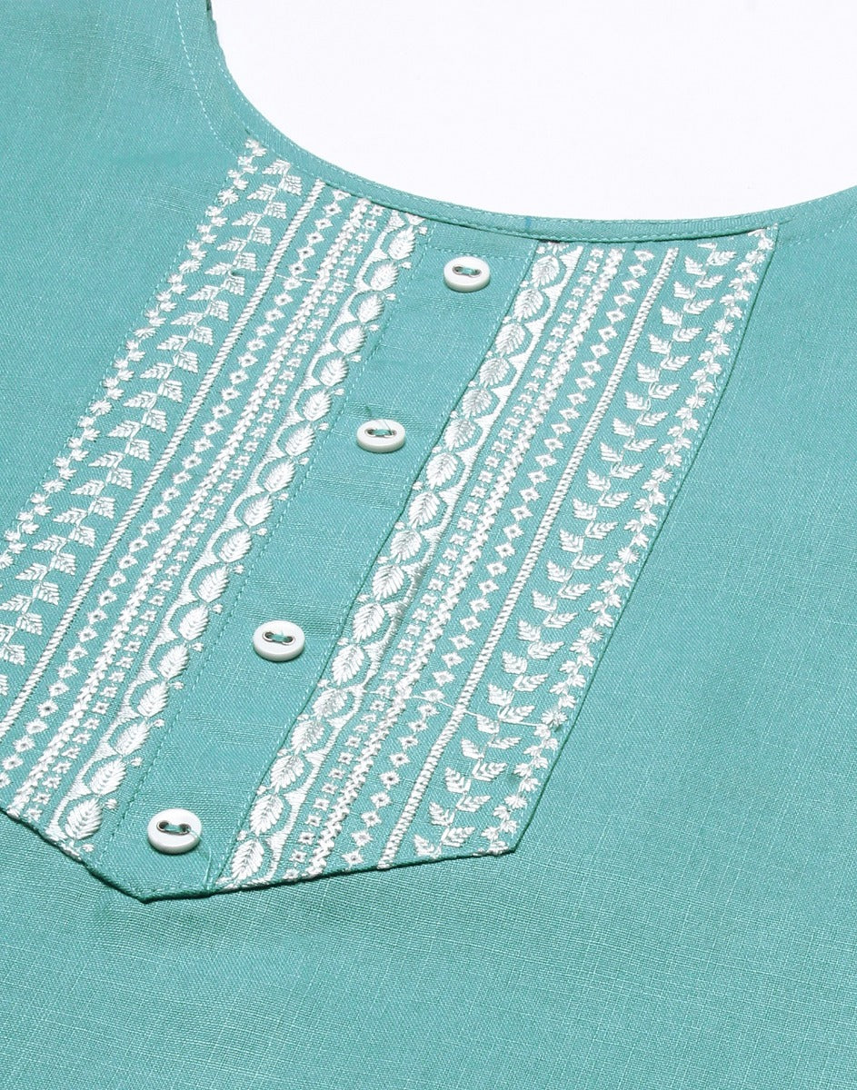 Aqua Blue Kurti With Pant And Dupatta | Sudathi