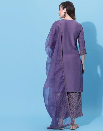 Pastel Purple Kurti With Pant And Dupatta | Leemboodi