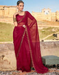 Cherry Red Chiffon Plain Saree