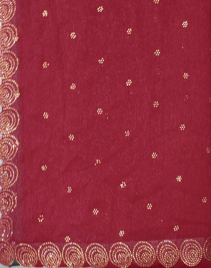 Cherry Red Chiffon Plain Saree