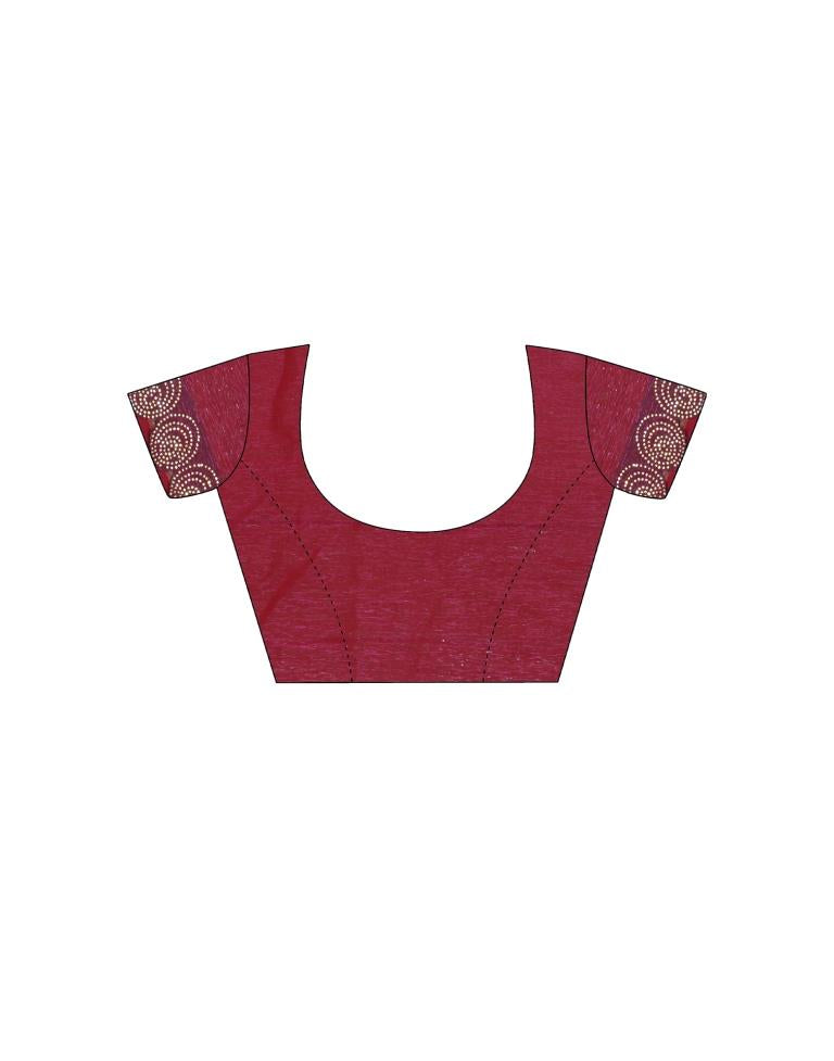 Cherry Red Chiffon Plain Saree