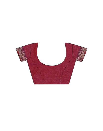 Cherry Red Chiffon Plain Saree