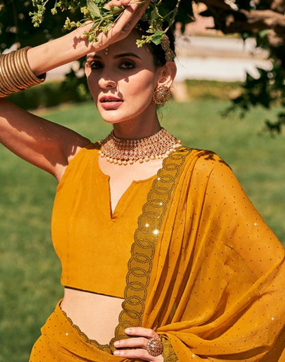 Turmeric Chiffon Plain Saree