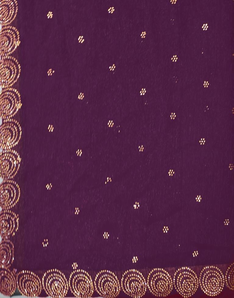 Deep Purple Chiffon Plain Saree