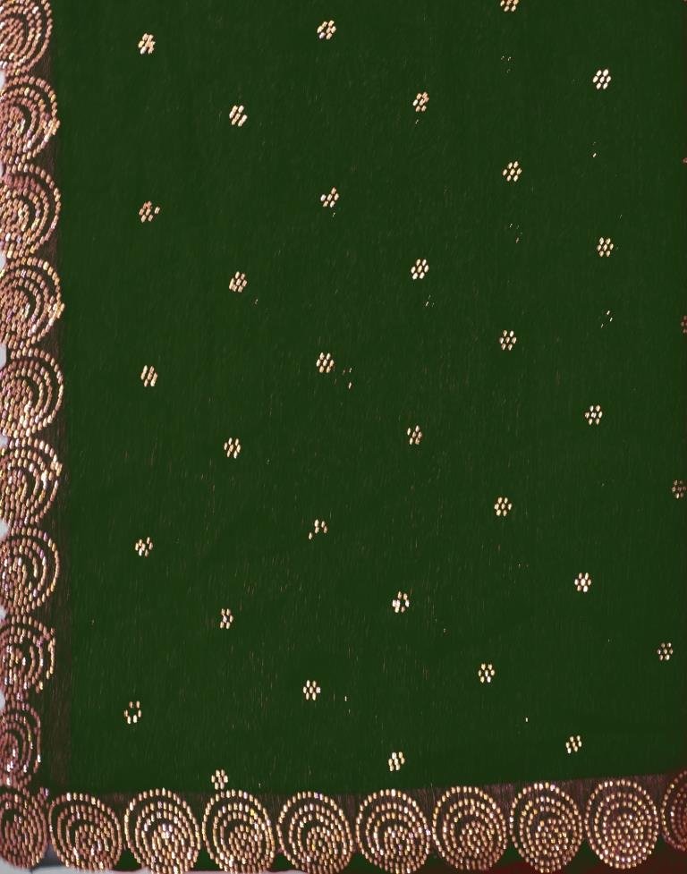 Dark Green Chiffon Plain Saree