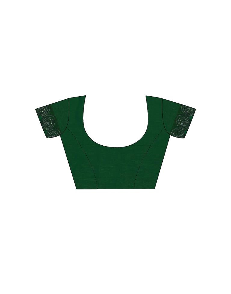 Dark Green Chiffon Plain Saree