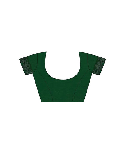 Dark Green Chiffon Plain Saree