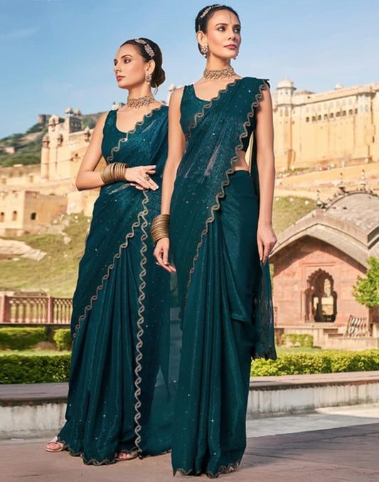 Rama Chiffon Plain Saree