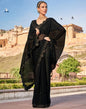 Black Chiffon Plain Saree