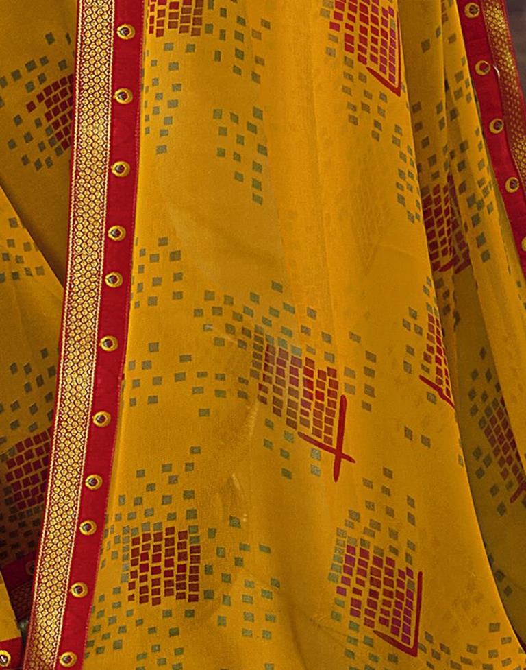Turmeric Georgette Printed Saree