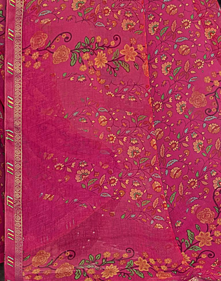 Pink Georgette Printed Saree