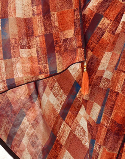 Rust Georgette Printed Saree
