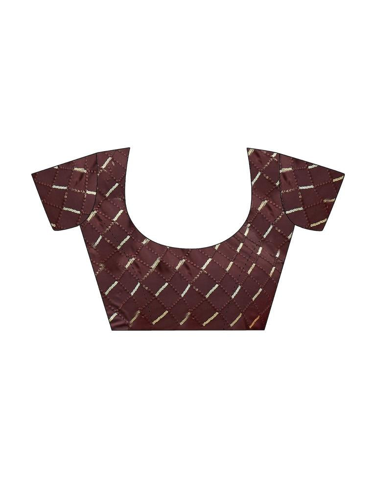 Rust Georgette Printed Saree