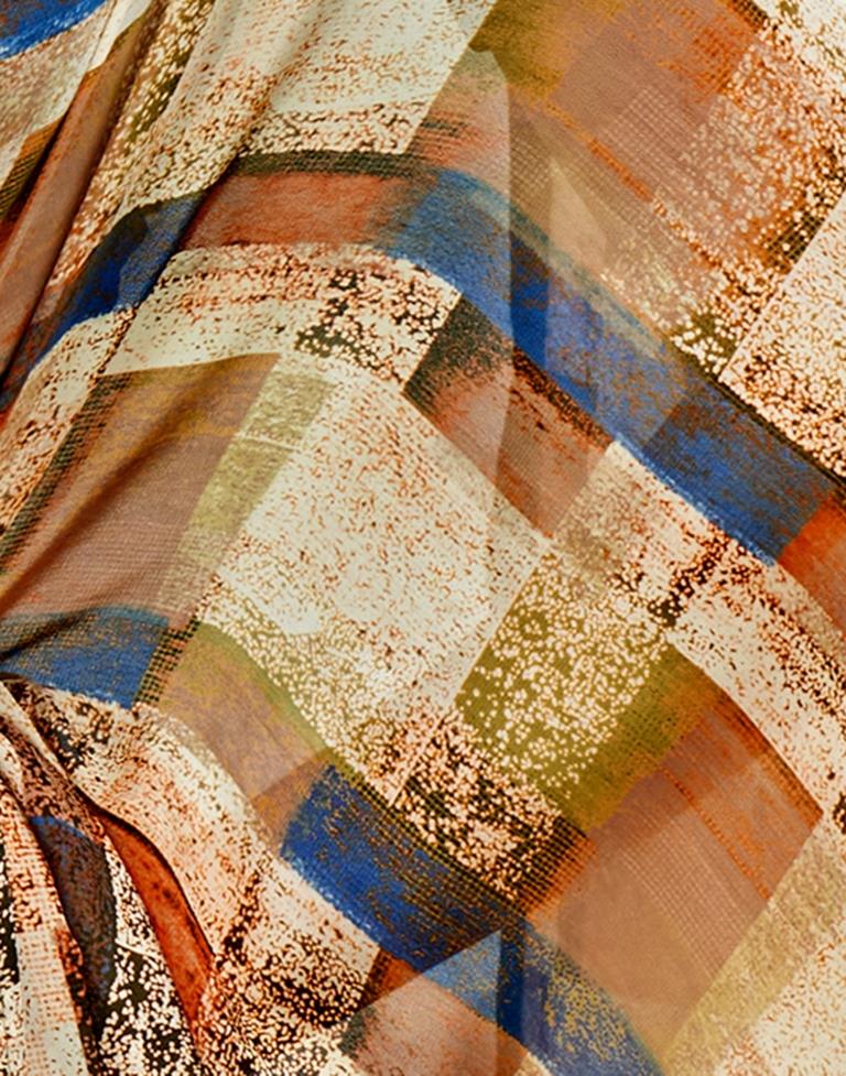 Light Beige Georgette Printed Saree