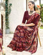 Wine Georgette Printed Saree