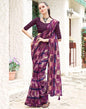 Deep Purple Georgette Printed Saree