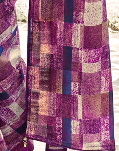 Deep Purple Georgette Printed Saree