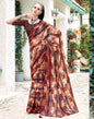 Rust Georgette Printed Saree