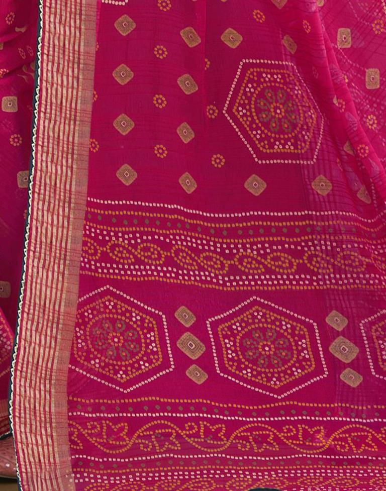 Rani Pink Chiffon Bandhani Saree