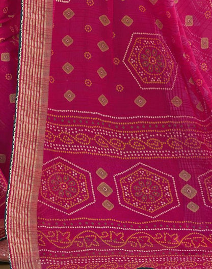 Rani Pink Chiffon Bandhani Saree
