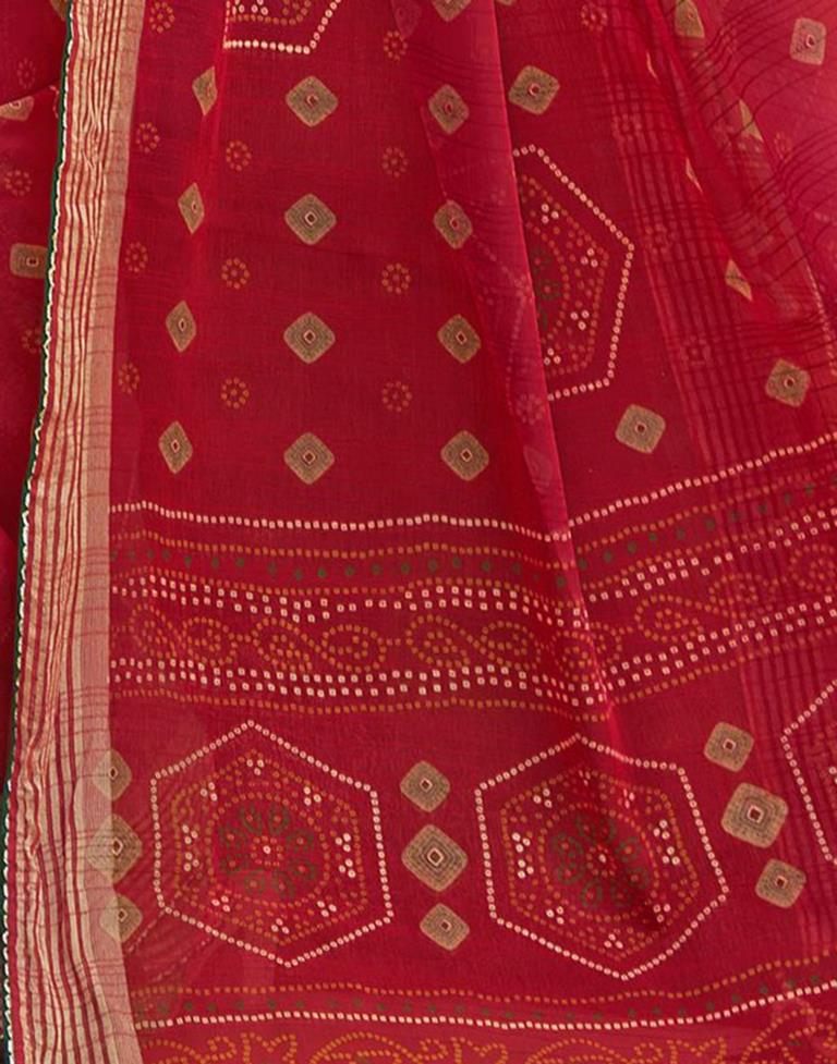 Red Chiffon Bandhani Saree