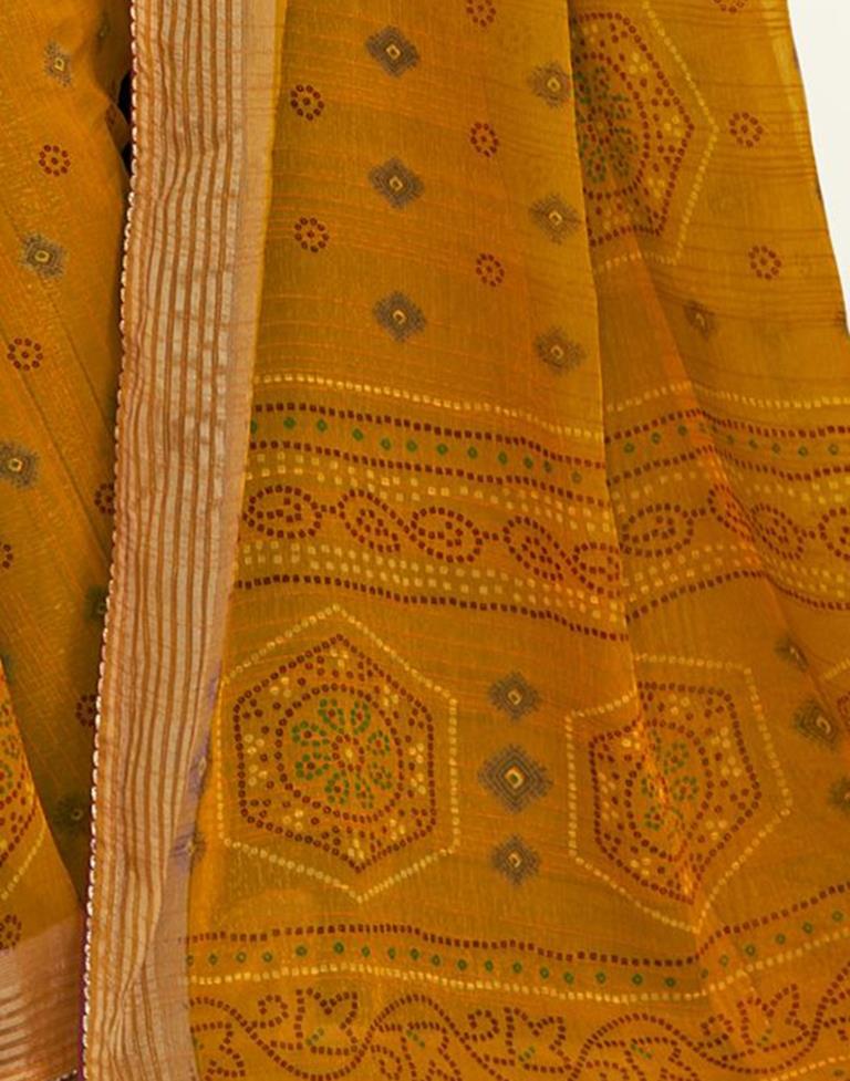 Turmeric Chiffon Bandhani Saree