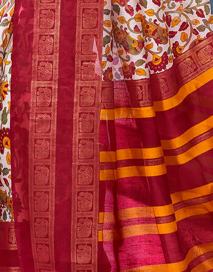 Beige & Multicolour Cotton Printed Saree