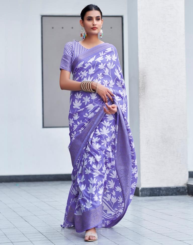 Lavender Silk Weaving Saree