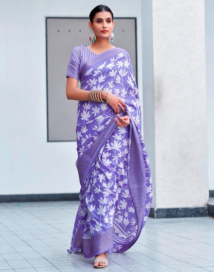 Lavender Silk Weaving Saree