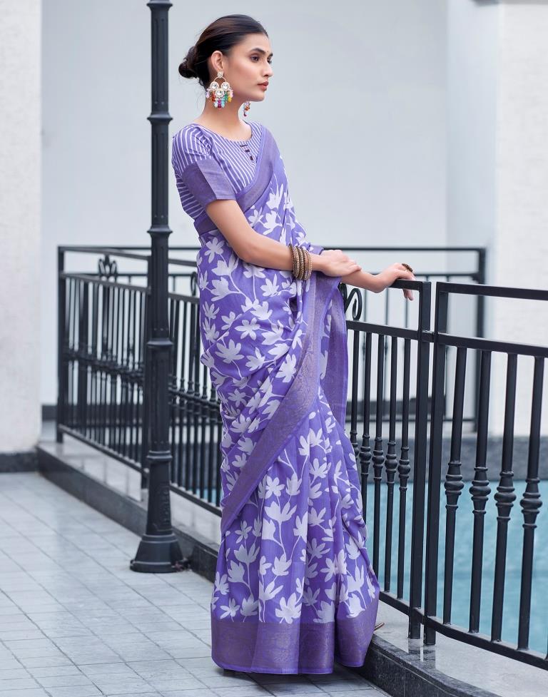 Lavender Silk Weaving Saree