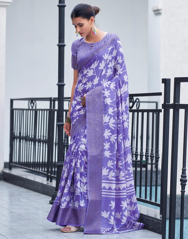 Lavender Silk Weaving Saree