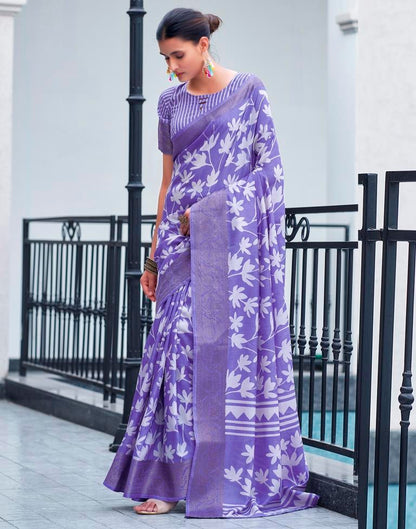 Lavender Silk Weaving Saree