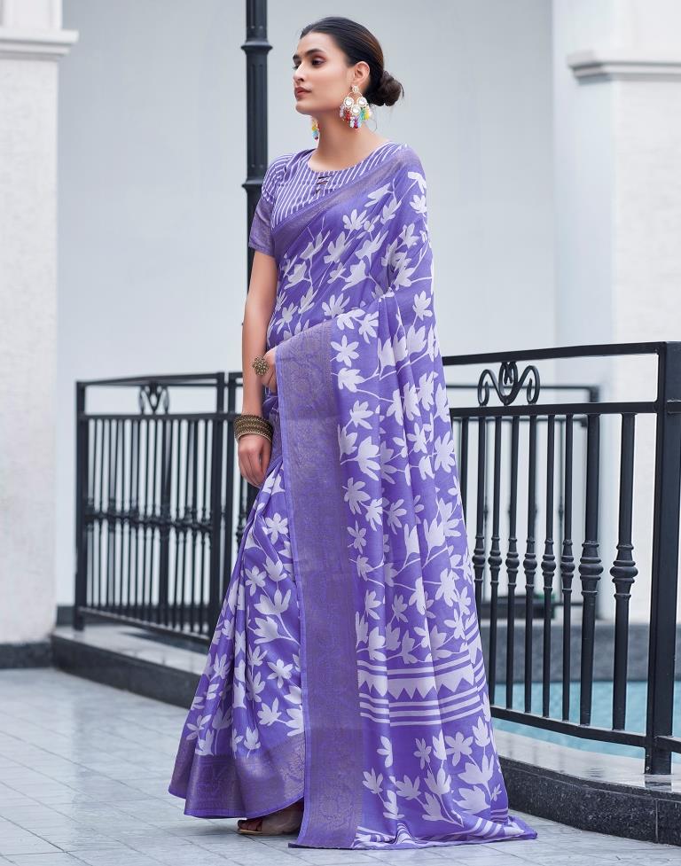 Lavender Silk Weaving Saree