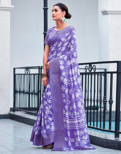 Lavender Silk Weaving Saree