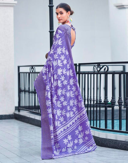 Lavender Silk Weaving Saree