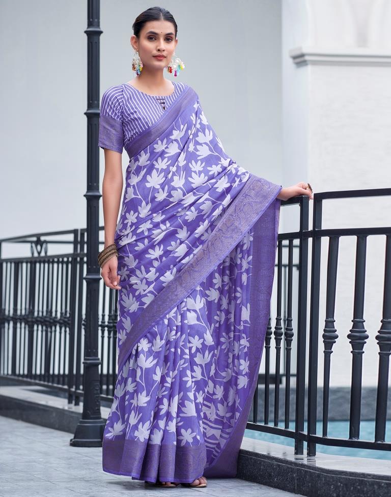 Lavender Silk Weaving Saree