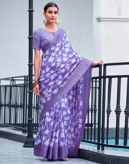 Lavender Silk Weaving Saree