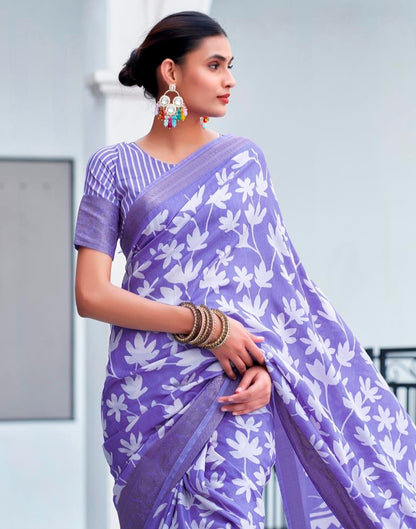 Lavender Silk Weaving Saree