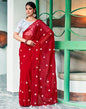 Red Georgette Embroidery Saree