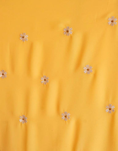 Light Yellow Georgette Embroidery Saree